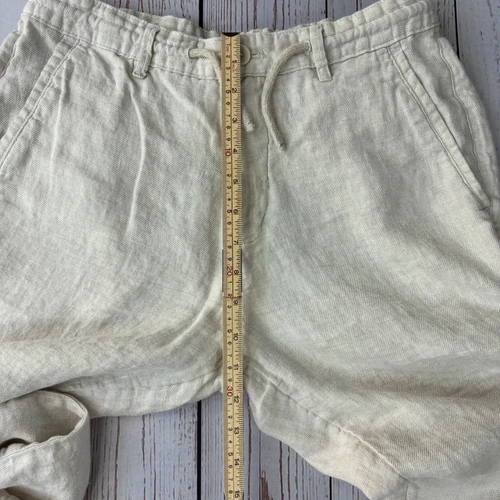 Zara Linen Blend Tapered Pants Oatmeal Beige Drawstring Waist Size 30